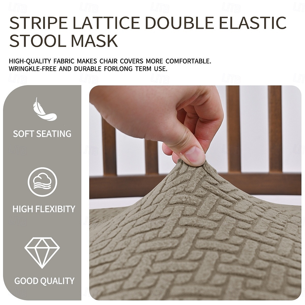 4PCS/1 Set Seat Covers For Dining Room Elastic Jacquard Stripe Plaid Design Double Elastic Stool Slipcover With Buckle And Tongue Non Slip Chair Cushion Cover Set For Home Hotel Banquet Decor 2026 - $27.99 –P8