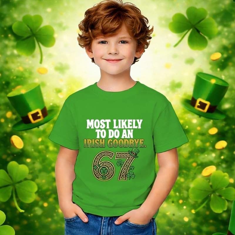 St. Patrick St. Paddy's Day Boys' 3D Graphic Funny Slang 67 T shirt Tee Short Sleeve 3D Print Summer Spring Sports Fashion Streetwear Kids 4-12 Years Crew Neck Casual Daily Outdoor Regular Fit 2026 - $14.49 –P3