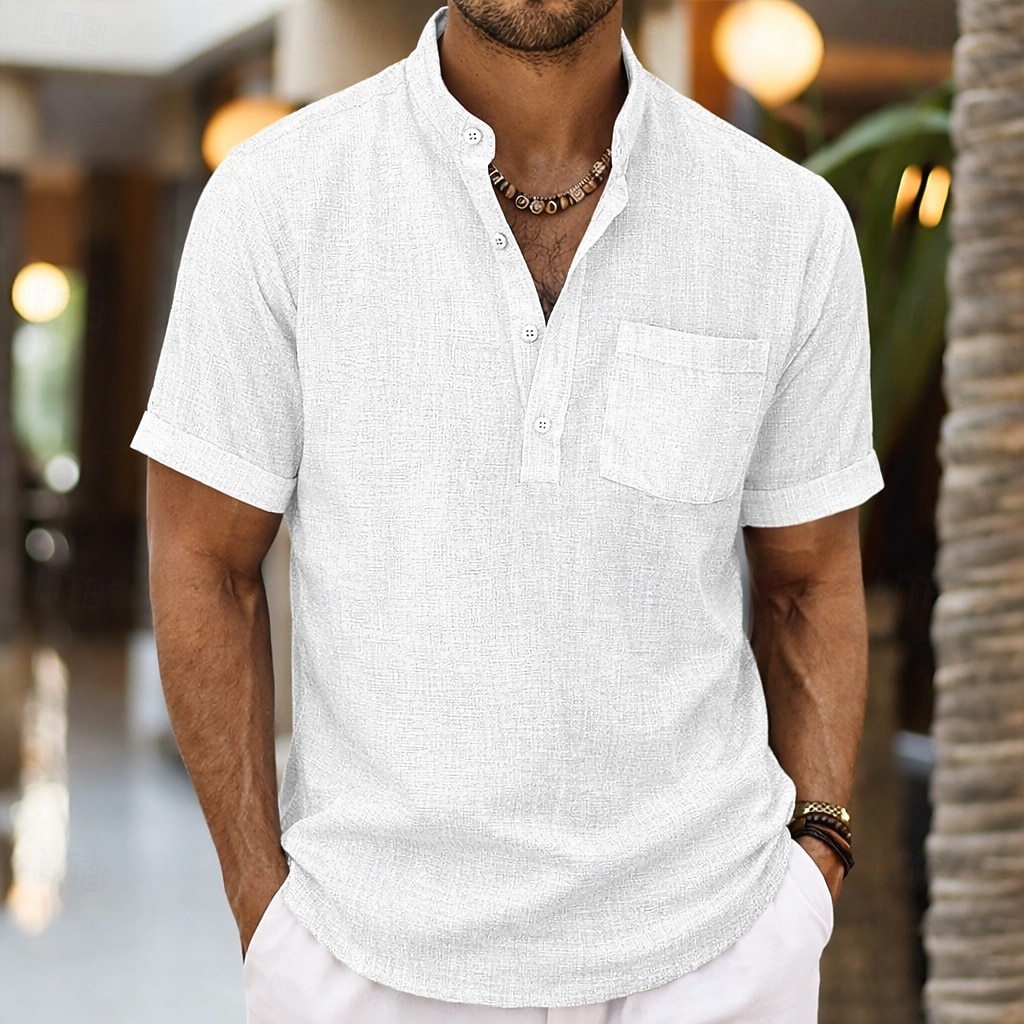 Ανδρικά Πουκάμισο Πουκάμισο λινό Πουκάμισο Popover Καλοκαιρινό πουκάμισο Πουκάμισο παραλίας Σκέτο Causal Καθημερινά Μαύρο Λευκό Ουρανί Γκρίζο Κοντομάνικο Όρθιος Γιακάς Καλοκαίρι Ανοιξη καλοκαίρι Ρούχα 2026 - $21.99 –P6