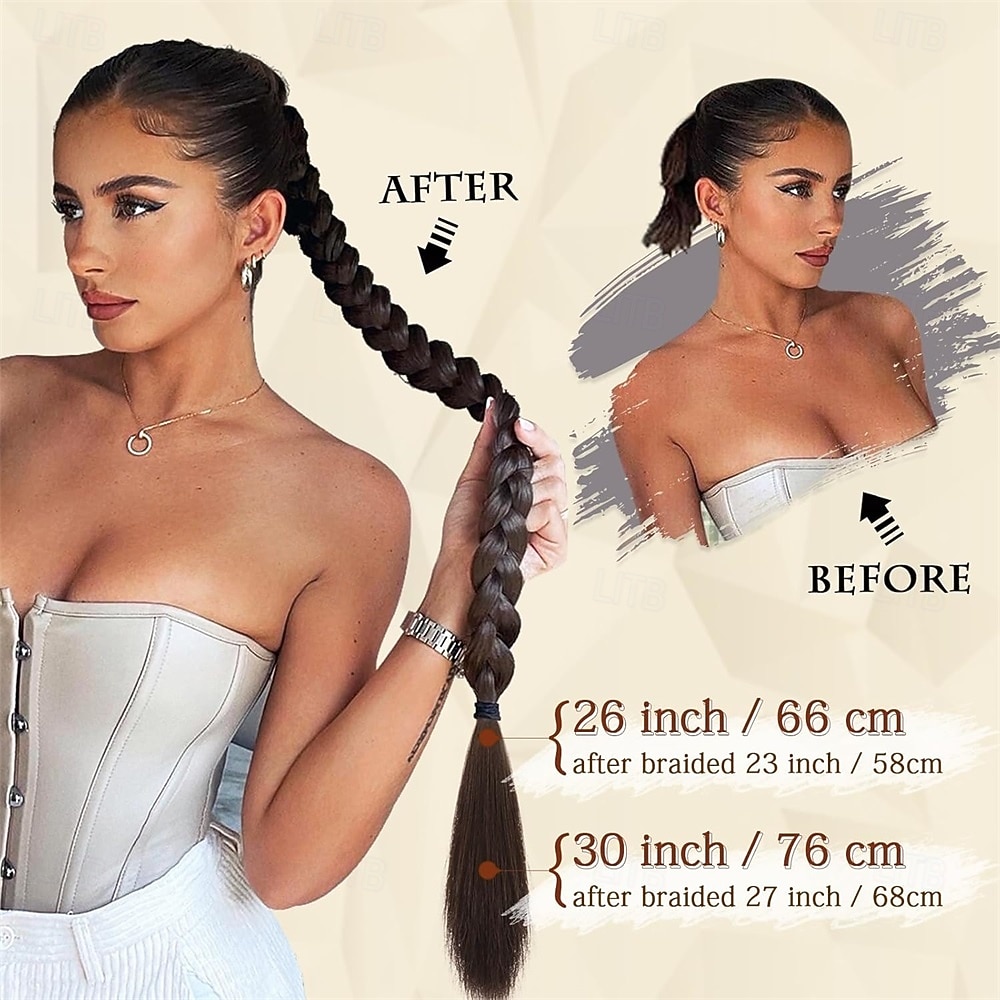 Long Braid Ponytail Extension with Hair Tie Straight Sleek Wrap Around Hair Extensions Braid Pony Tail Fluffy Soft Synthetic Hairpieces for Women Daily Wear,26 inch-Light Blonde Mix Platinum 26 Inch 2026 - $13.99 –P3