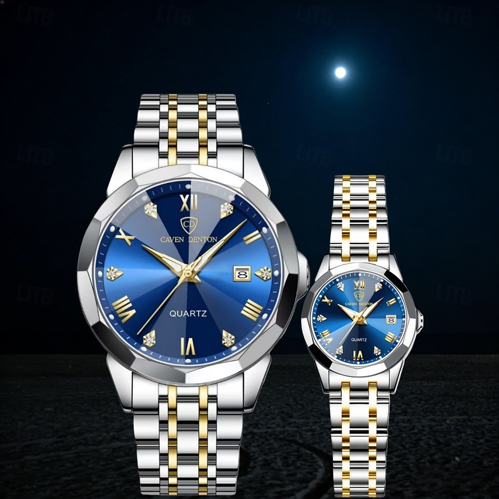 relógios de casal, masculinos &Relógios femininos de luxo e charme, com detalhes em strass, função de calendário, visor com luz noturna, relógios casuais e modernos, acessórios perfeitos para de 2026 por $44.99 –P6