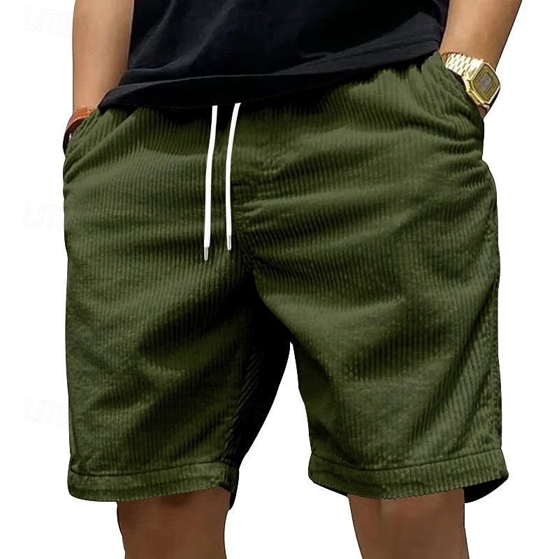 Herren Shorts Freizeitshorts Cordshorts Tasche Elastischer Bund Rein Einfach Vertikale Streifen Komfort Atmungsaktiv Über dem Knie Lässig Outdoor Strand Urlaub Mode Schwarz Weiß Mikroelastisch 2026 - $18.99 –P4