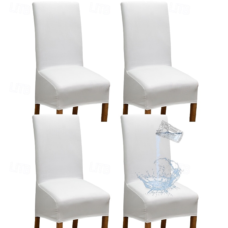 Conjunto de 4 capas 100% impermeáveis para cadeiras de jantar, pretas, elásticas, em couro PU, com elástico para proteger o assento de cadeiras de encosto alto, ideais para sala de jantar e de 2026 por $53.99 –P4