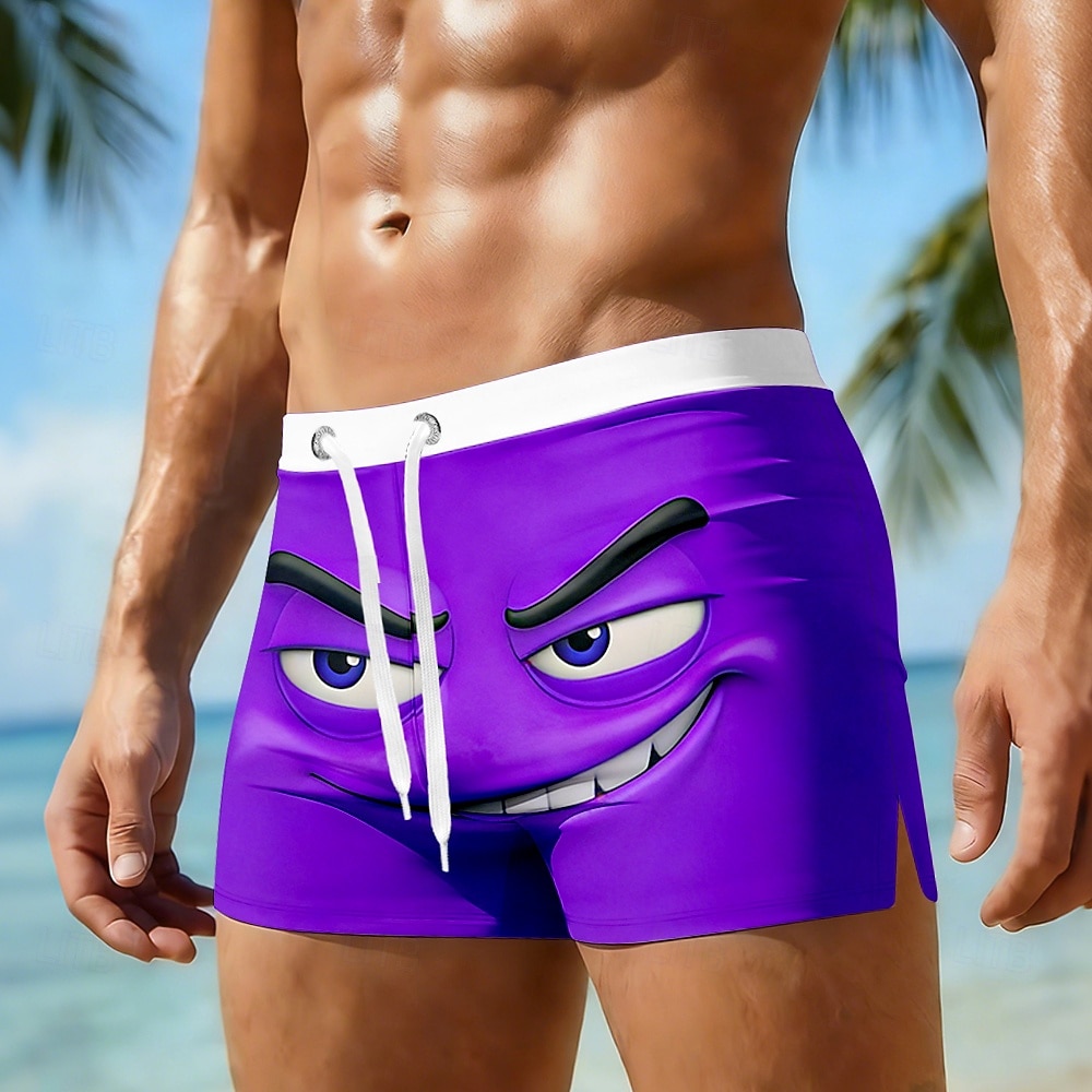 Herr 3D Print 3D-seriefigur Le ansikte Badshorts Boardshorts Medium Midja Hawaiisk Rolig Strandsemester Snörning med meshfoder Elastisk midja Designer Kläder 2026 - $16.99 –P4