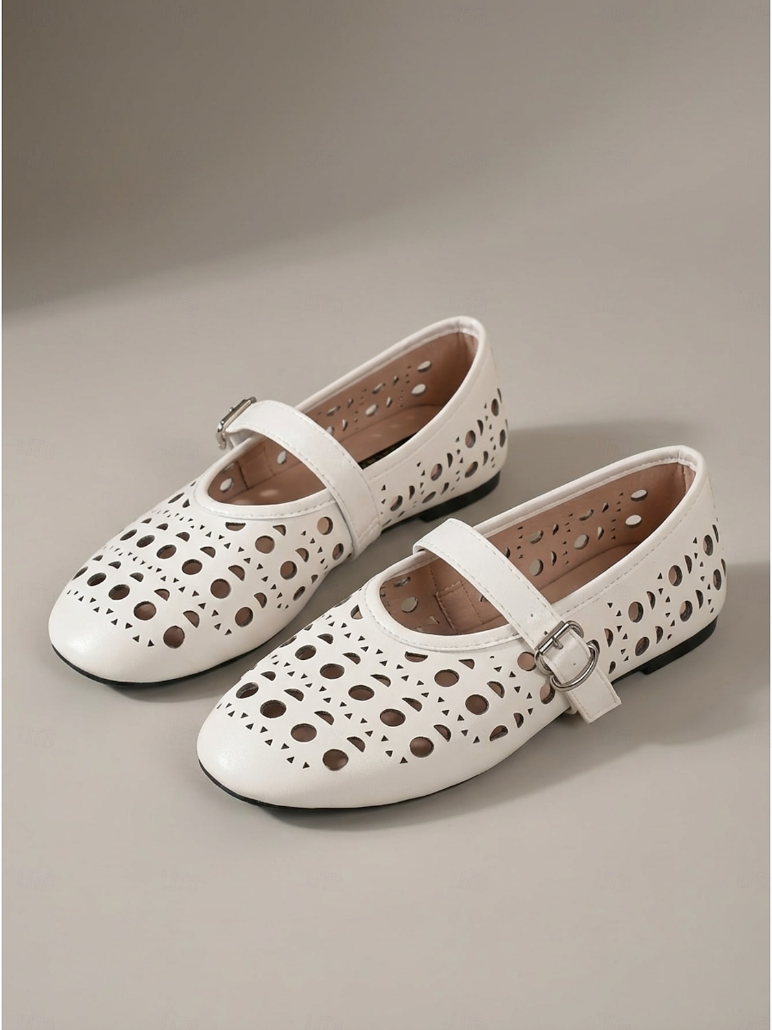 ballerine Mary Jane bianche tagliate al laser da donna - scarpe da ballo traspiranti con cinturino e fibbia per resort all'aperto, vacanze tropicali &viaggio estivo del 2026 a $19.99 –P6