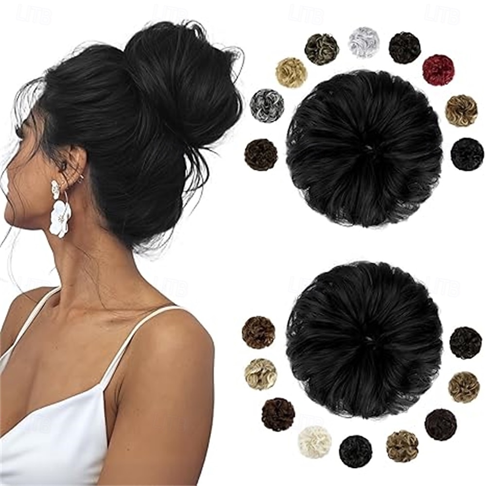 قطعتان من وصلات الشعر على شكل كعكة فوضوية، كبيرة ومموجة ومجعدة، مطاطية، على شكل كعكة، كثيفة ورقيقة، على شكل كعكة دونات، وصلات شعر مرفوعة، أشقر رمادي ممزوج بأشقر فاتح 2026 - $12.99 –P3