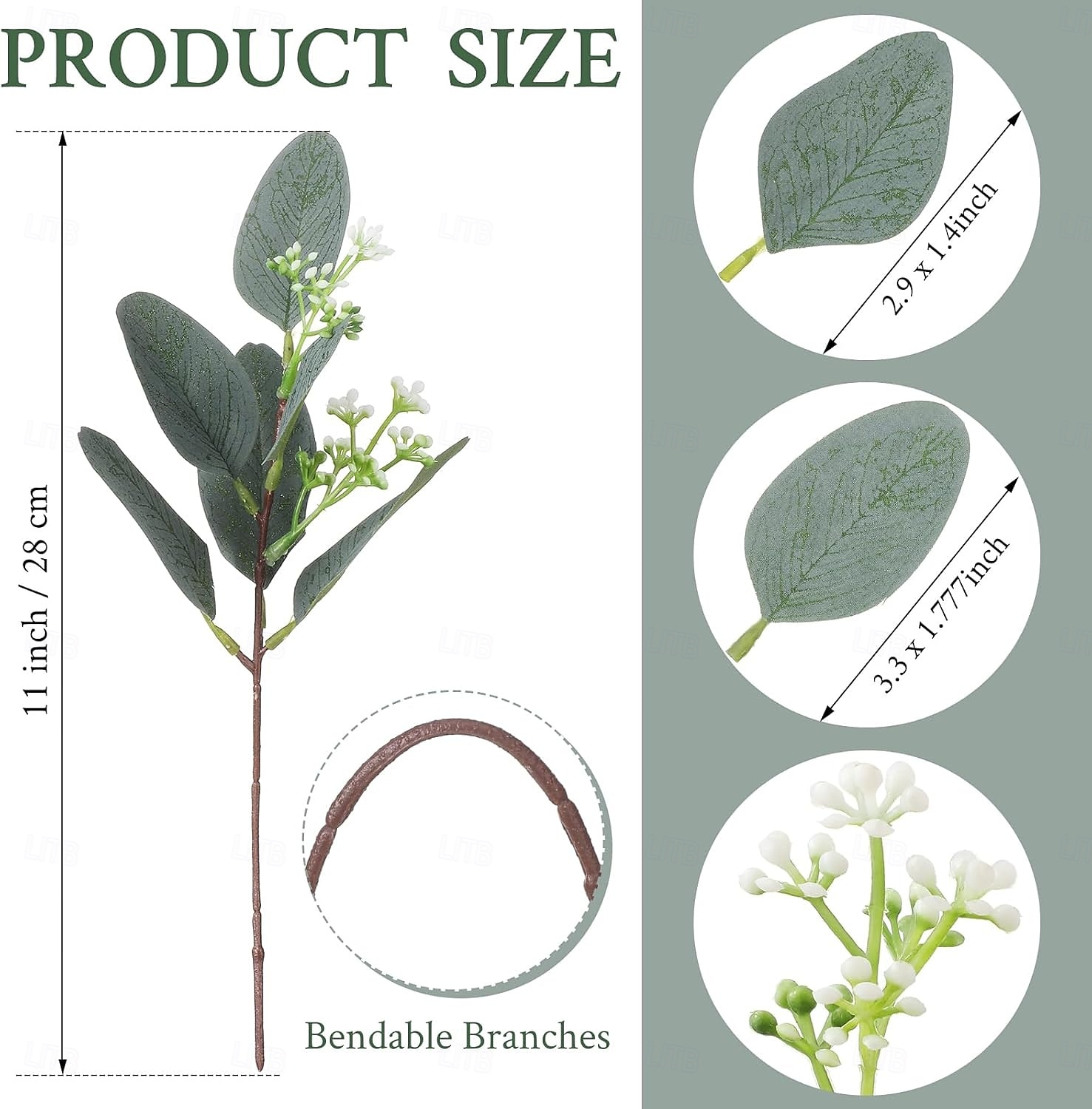 20 Pcs Mixed Eucalyptus Leaves Stems Bulk Artificial Eucalyptus Leaves with White Seeds Artificial Silver Dollar Sprays Faux Oval for Floral Wreath Bouquets Wedding Greenery Decoration 2026 - $21.99 –P2