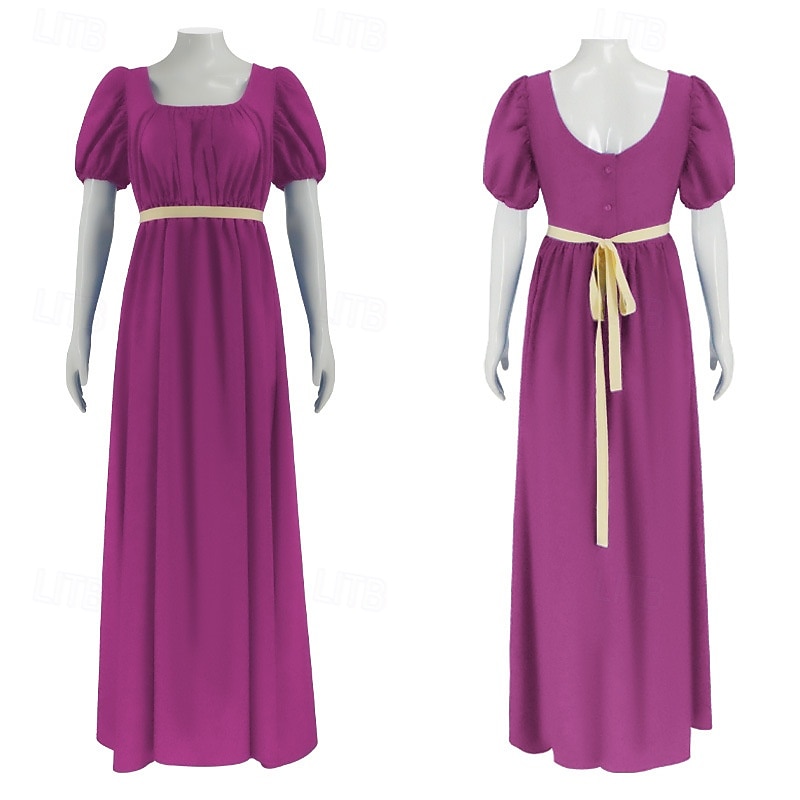 19. Jahrhundert Regency-Zeit Knöchellänge Kleid Kurze Ärmel Prinzessin Dame Edelfrau Einfarbig Quadrathals Kostüm Damen königlich Halloween Karneval Teegesellschaft LARP Renaissance-Messe Erwachsene 2026 - $58.99 –P1