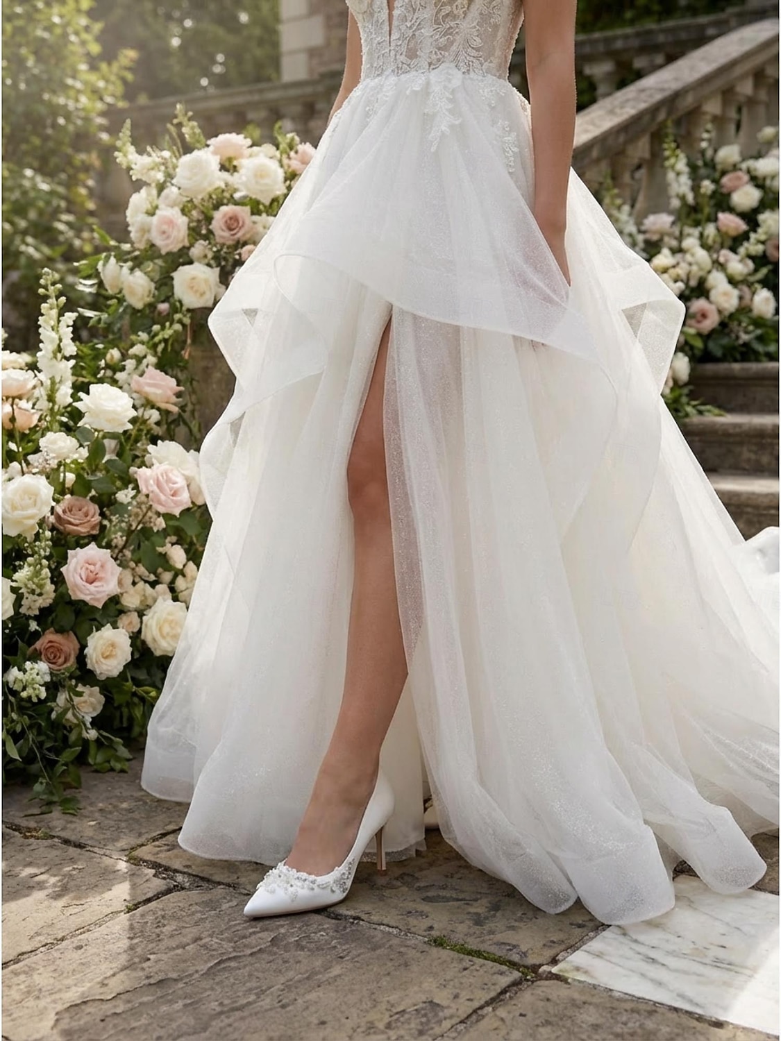 Dámské bílé špičaté boty na vysokém podpatku s květinovou výšivkou - elegantní svatební lodičky pro městské svatby 2026 - $54.99 –P2