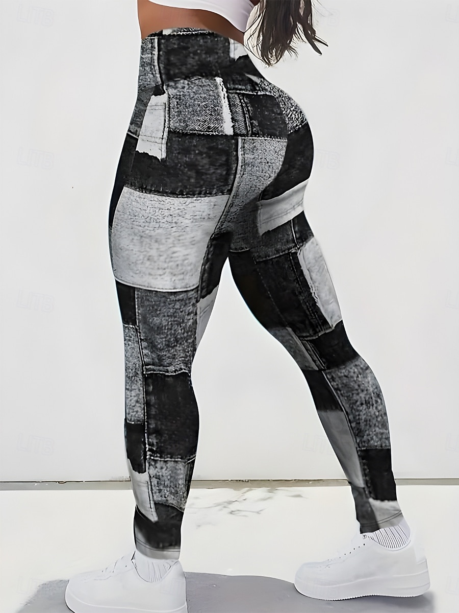 Damen Jeans Leggings Jeggings Urlaub Streetwear Lässig Volle Länge Mittlere Taillenlinie Karomuster Patchwork Tasche Bequem Hohe Elastizität Täglich Heim Outdoor Schwarzgrau Hellblau-Weiß Frühling 2026 - $13.99 –P10