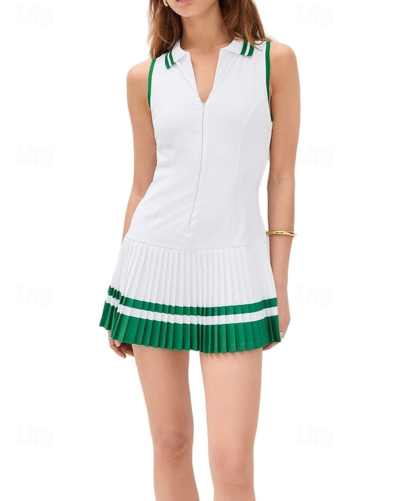 Γυναικεία Κουρελού Φόρεμα τένις με ενσωματωμένο σορτς και σουτιέν Αθλητικό φόρεμα Αμάνικο Κουμπώσου Τσέπη Ελαστικό Σκούπισμα ιδρώτα Αναπνέει Τέννις Τρέξιμο Καταλληλότητα Περιλαίμιο Polo Φορέματα 2026 - $50.99 –P1