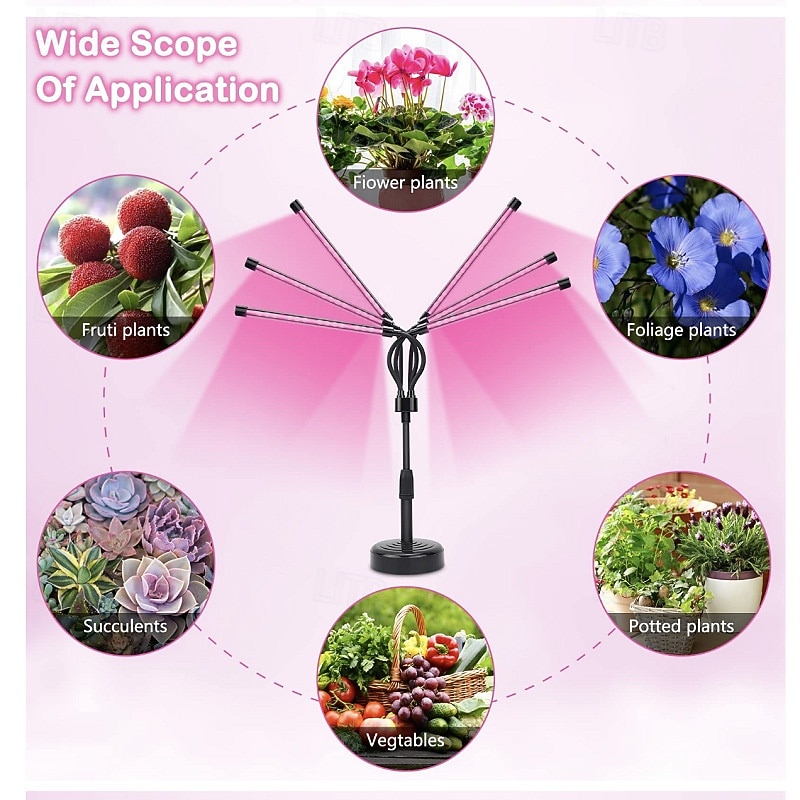 LED Adjustable Desk Plant Grow Light, Full Spectrum for Indoor Plants, Hydroponics, Succulents, Herbs, 3/4/5 Head, USB Powered, 5V, Plant Growth Supplement Light 2026 - $22.99 –P5