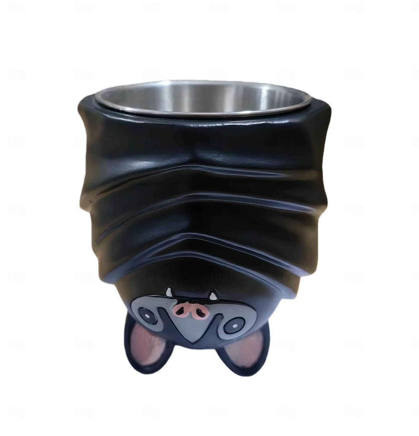 Snygg resinmugg med fladdermustema, upp och ner-vänd silhuett med kreativt svanshandtag, rolig och hållbar kaffekopp för hemmakontor, unik presentidé för halloween och högtider 2026 - $23.99 –P5