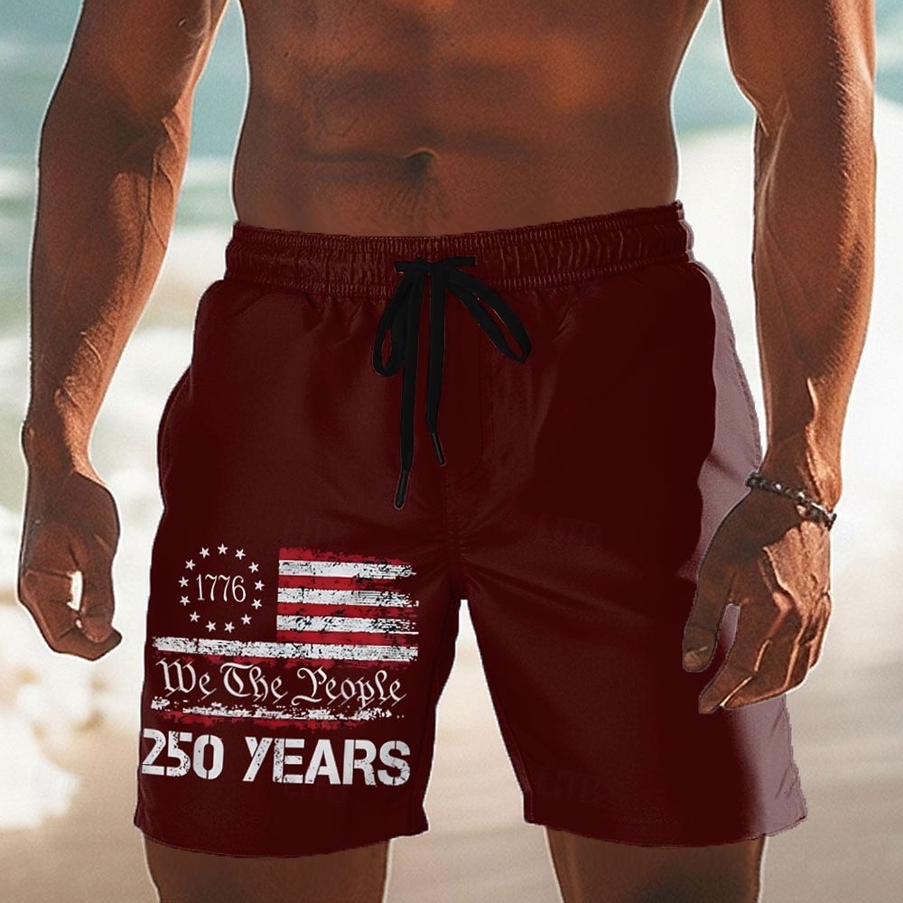 Per uomo 4 luglio, 250° anniversario degli Stati Uniti Bandiera Americana Patriottico Costumi da bagno Pantaloncini da mare Pantaloncini da Surf Misura del girovita medio Casual Ferie Tasche Laterali del 2026 a $20.99 –P3