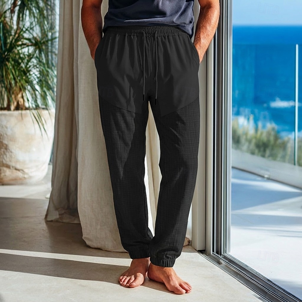 Per uomo Pantaloni di Lino Pantaloni Estivi Coulisse Elastico in vita Polsino elastico Semplice Comodità Traspirante Lunghezza intera Casuale Quotidiano All'aperto Vacanza Moda Blu Nero Elasticizzato del 2026 a $21.99 –P11