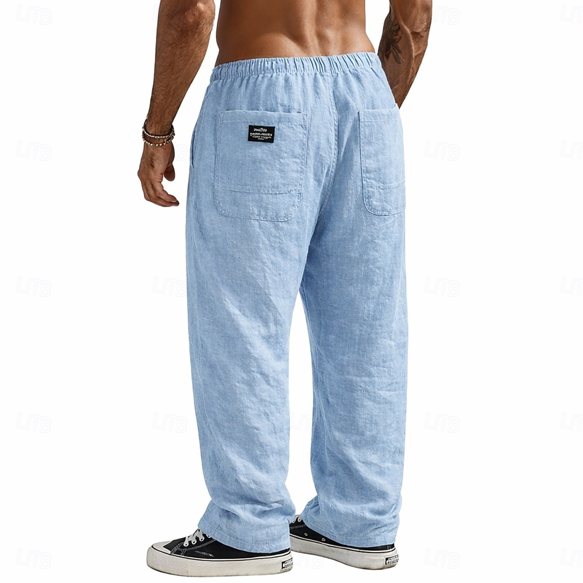 Bărbați Pantaloni de in Pantaloni Pantaloni de vară Pantaloni largi Pantaloni de plajă Cordon Buzunar Talie elastică Simplu Confort Respirabil Lungime totală Casual Zilnic Concediu Vacanță Modă Negru 2026 - $25.99 –P5