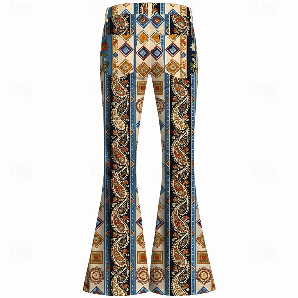 Retro Vintage Boho 1970s Pants Bell Bottom Pants Hippie Disco High Waist Paisley Fancy Dress Men's Halloween Carnival Music Festival Retro Theme Party Adults' Pants 2026 - $35.99 –P2