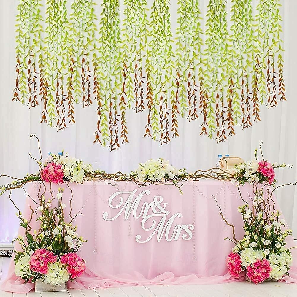 10 ks umělých vinných rév, závěsný břečťan, umělá smuteční vrba, zeleň, listy, plastové rostliny, umělá vinná réva, pro vnitřní a venkovní nástěnné košíky, svatební dekorace, hostina 2026 - $15.99 –P5