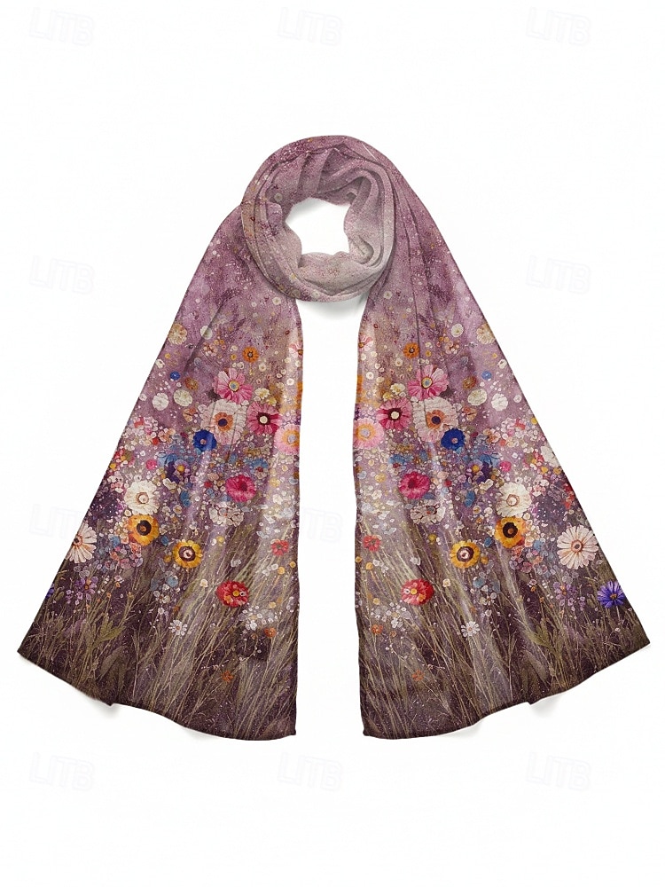 Женский шарф из полиэстера с изображением клевера, изготовленный из дышащего шифона, с зеленым узором в виде клевера, идеально подходит для Дня Святого Патрика и повседневной носки. 2026 - MXN $319.52 –P9