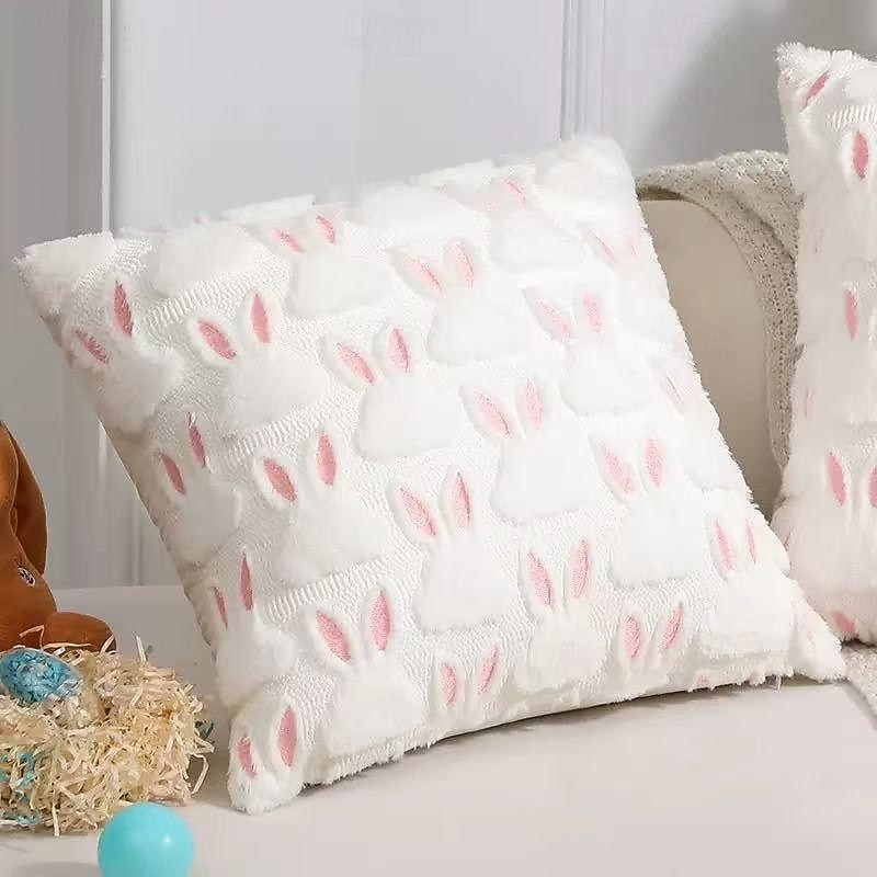1pc Easter Pillow Covers 18" x 18" , Easter Decorations Cute Soft Plush Bunny Throw Pillow, Spring Farmhouse Decorations for Home Sofa Couch Living Room Bedroom 2026 - $15.99 –P9