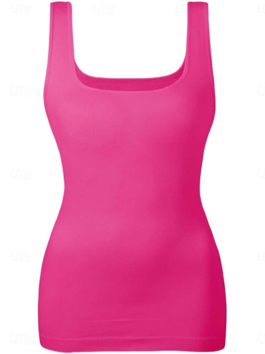 Dámské Halenka Bez vzoru Aktivní stylové Bez rukávů Do U Běžné topy Denní Dovolená Jdeme ven Černá Bílá Hnědá Meruňková Růžová Léto Jaro 2026 - $13.49 –P5