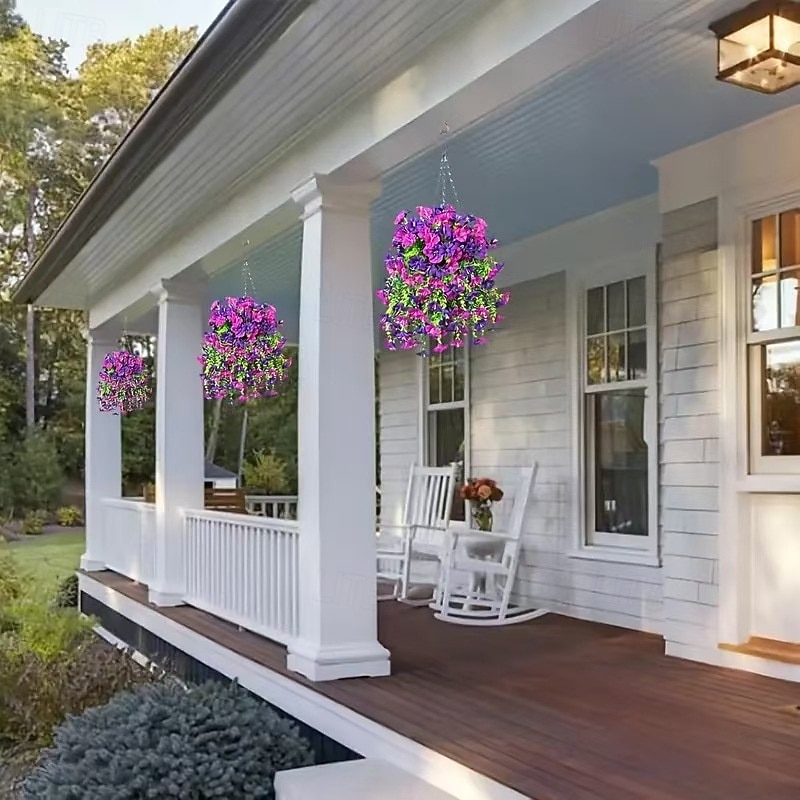 2026年 4個の吊り下げ式人工アサガオのつる、UV耐性造花、屋外用、玄関ポーチの庭の結婚式用の造花、造花のつる、夏の屋内屋外装飾  コレクション – $25.99 –P5
