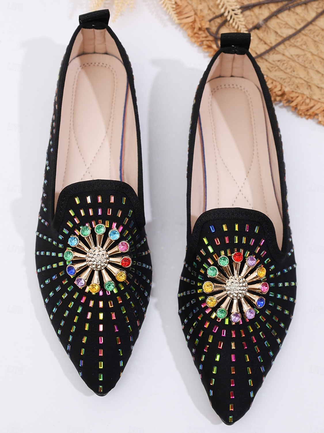 damskie niebieskie haftowane płaskie buty ślubne - eleganckie płaskie buty dla matki panny młodej na ślub kościelny 2026 - $29.99 –P5