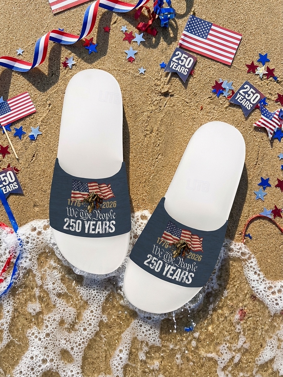 sandali da uomo per il 250° anniversario degli Stati Uniti: comode calzature patriottiche con stampa di bandiera per spiaggia, barbecue, sfilate e celebrazioni estive del 2026 a $24.99 –P5