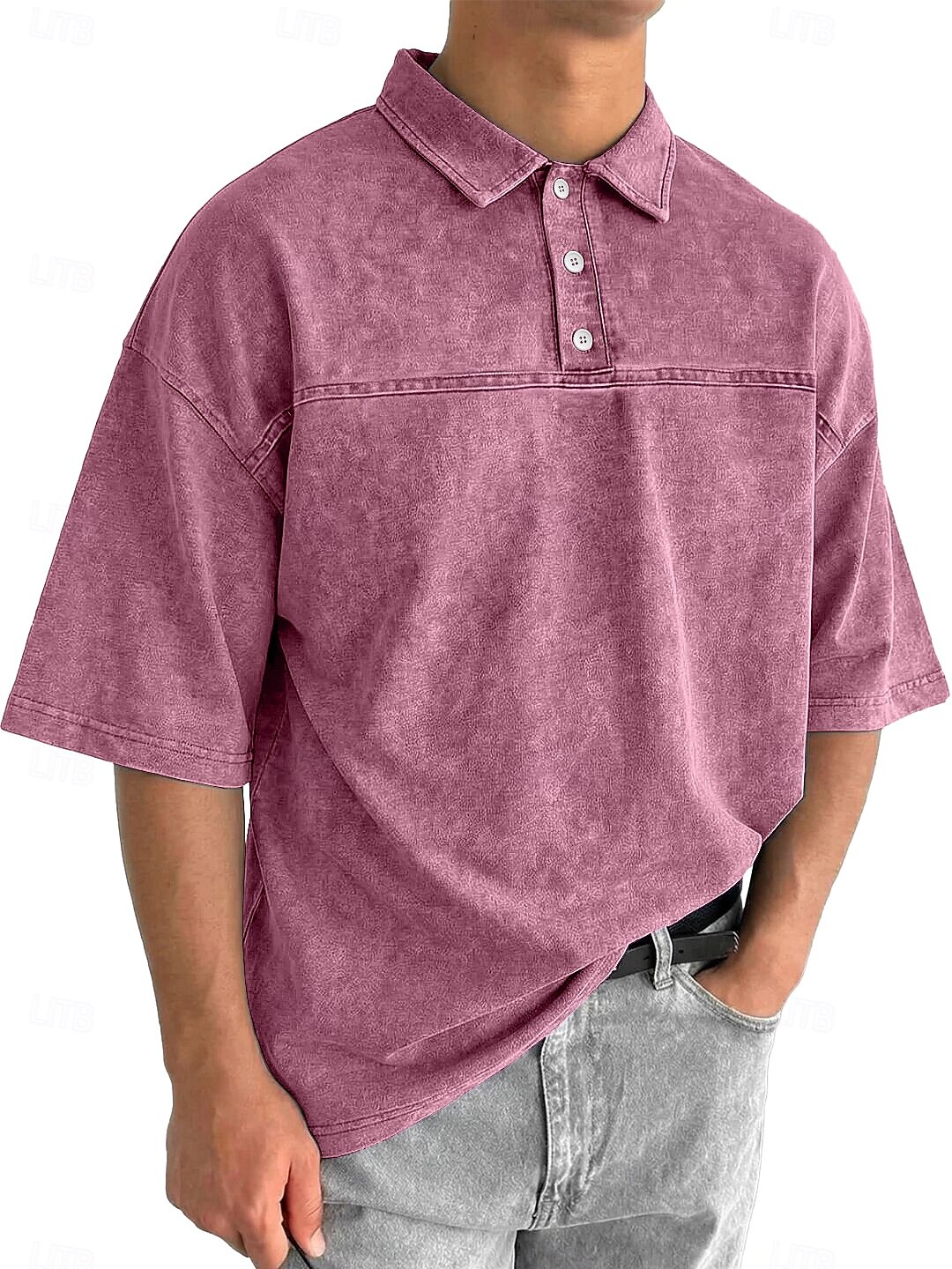 SoftFade™ Heren Zuurwas Shirt Katoen Polo Shirt Casual Zakelijk Ribbel Polo Kraag Korte Mouwen Mode Basic Effen Kleur Kleurblokken Knopen Gewassen Lente  Herfst Loose Fit Zwart Marineblauw 2026 - $31.99 –P3