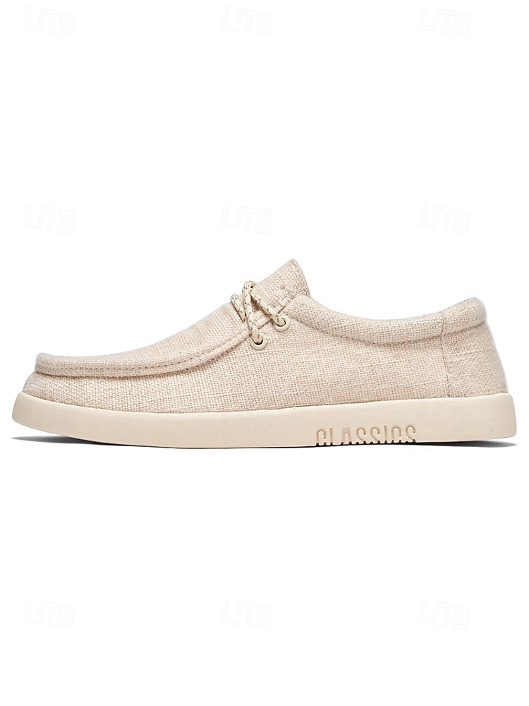Miesten beigenväriset espadrille-slip-on-kengät, pehmeä kangaspäällinen, rento mukavuuspohja, rento ulkoilutyyli lomalle, kävelyyn ja matkustamiseen 2026 - $34.99 –P12