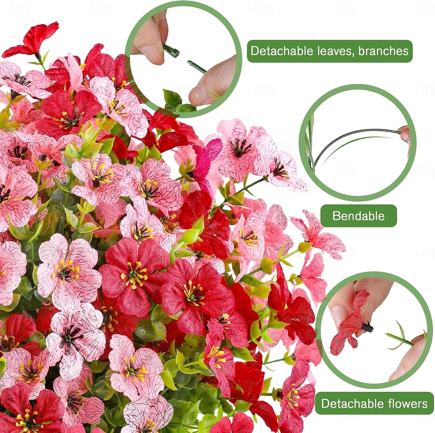 16 Bündel künstliche Blumen für den Außenbereich, farbechte Kunstblumen aus Kunststoff, künstliche Pflanzen für Hängeampeln, Dekoration für drinnen und draußen, Garten, Veranda, Fensterkasten, 2026 - $31.99 –P5
