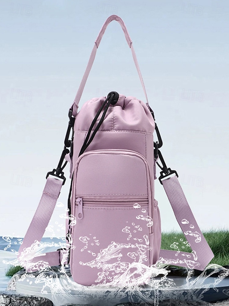 Női vízálló nejlon kulacstáska telefonzsebbel, többszínű keresztpántos hordozó fitneszhez, sporthoz, túrázáshoz és hétköznapi használatra, állítható vállpántos utazó italtartóval. 2026 - $11.99 –P7