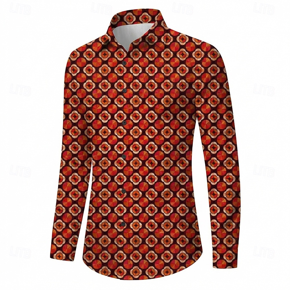 Rétro Vintage Années 1970 Chemise Chemise Aloha Manches longues Hippie Géométrique Déguisement Homme Mascarade Festival de Musique Soirée Tenue quotidienne Adulte Chemise de 2026 ? $23.99 –P4