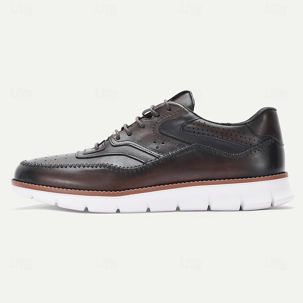 Grüne Herren-Sneaker aus echtem Leder – atmungsaktives Wingtip-Design, elegante Freizeitschuhe, geeignet für Büro, Party und Alltag 2026 - $84.99 –P6