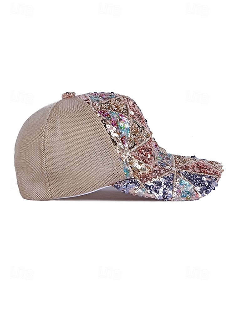 Boné feminino multicolorido estilo boho com lantejoulas, poliéster respirável, perfeito para férias e uso casual no dia a dia. de 2026 por $11.99 –P7