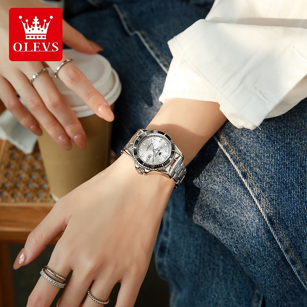 Mother's Day Gift OLEVS Women Quartz Watch Creative Minimalist Luxury Casual Calendar Date Waterproof Decoration Stainless Steel Strap Watch 2026 - $37.99 –P8