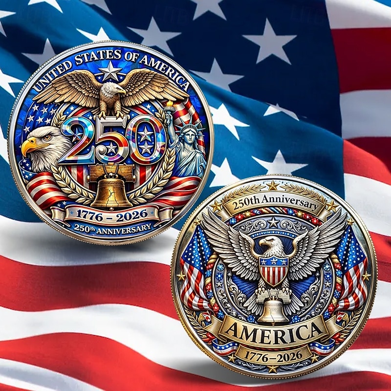 U.S. 250th Anniversary Commemorative Coin - 1776-2026 Semiquincentennial Limited Edition Collector's Coin with Eagle, Liberty Bell & American Flag Design 2026 - $29.99 –P1
