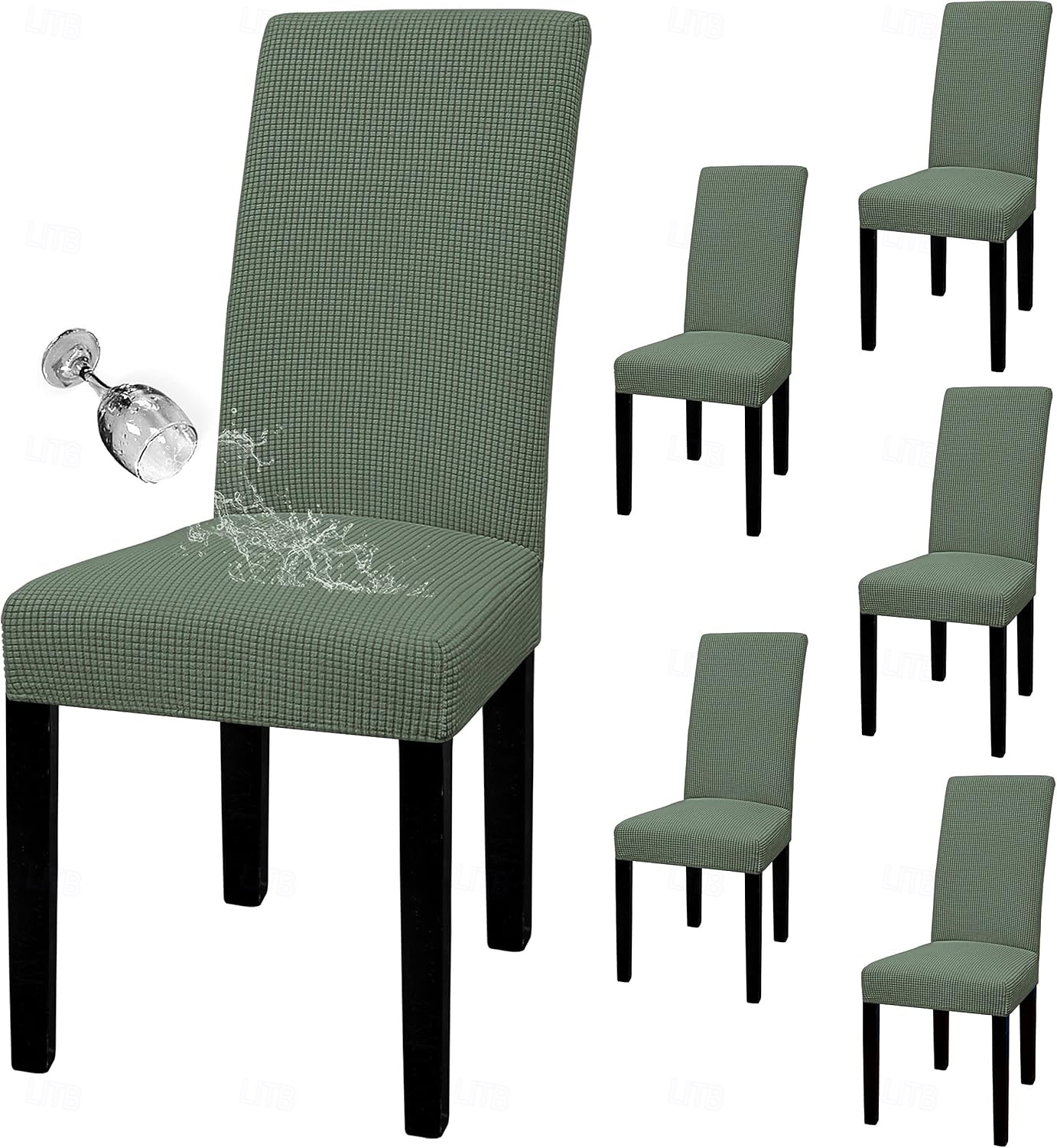 100 % vanntett stoltrekk til spisestue, sett med 6, stretch jacquard stoltrekk, avtakbart og vaskbart, for hjem, restaurant, bankett 2026 - $51.99 –P9