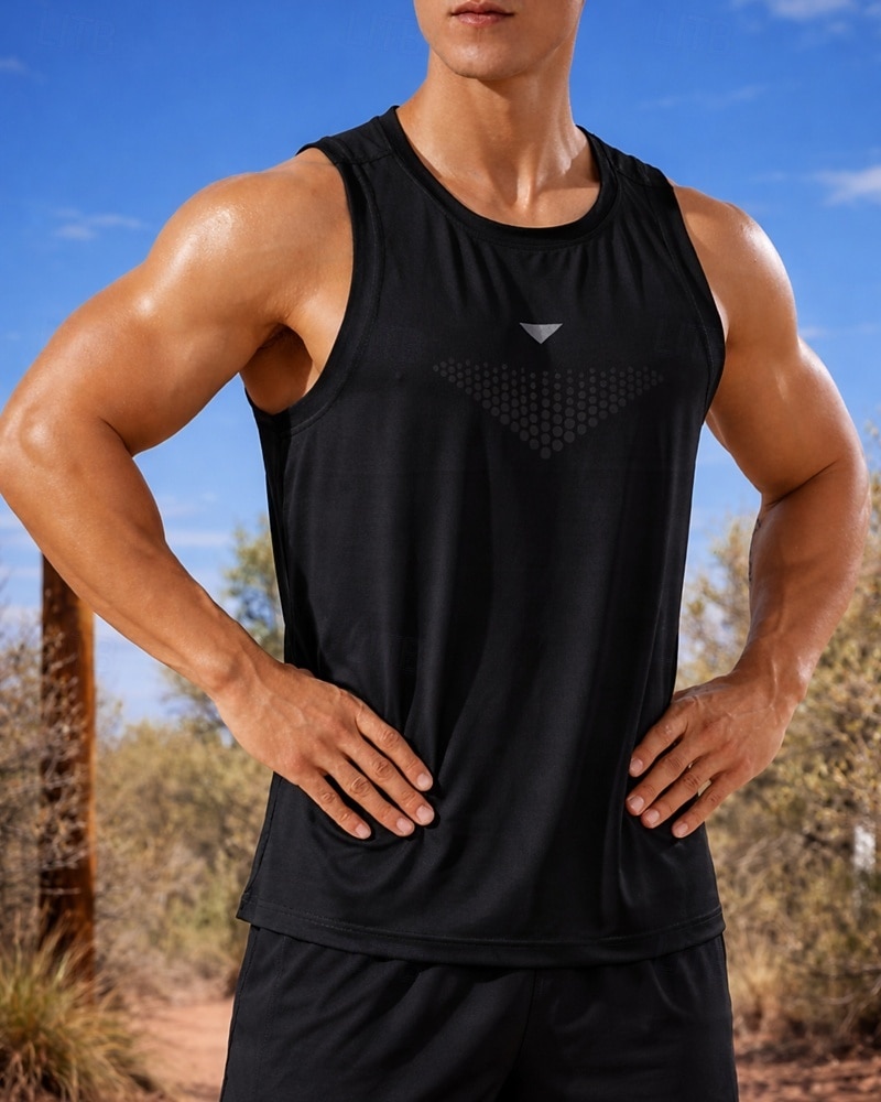 Herre Ensfarget Treningstank topp Singlet til jogging Sportstopp Sommer Ermeløs Hurtigtørkende Fukttransport Pustende Treningsøkt Vandring Jogge Mørkegrå lysende grønne Svart Sports Sportsklær 2026 - $8.99 –P7