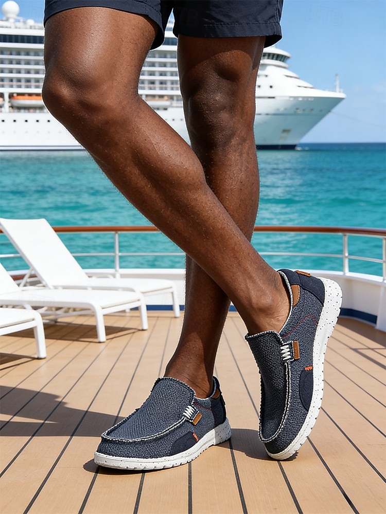 Espadrile slip-on bleumarin pentru bărbați, cu partea superioară respirabilă și talpă de iută, croială confortabilă pentru ținute de insulă și croazieră, ținute de plajă și activități de agrement 2026 - $42.99 –P3