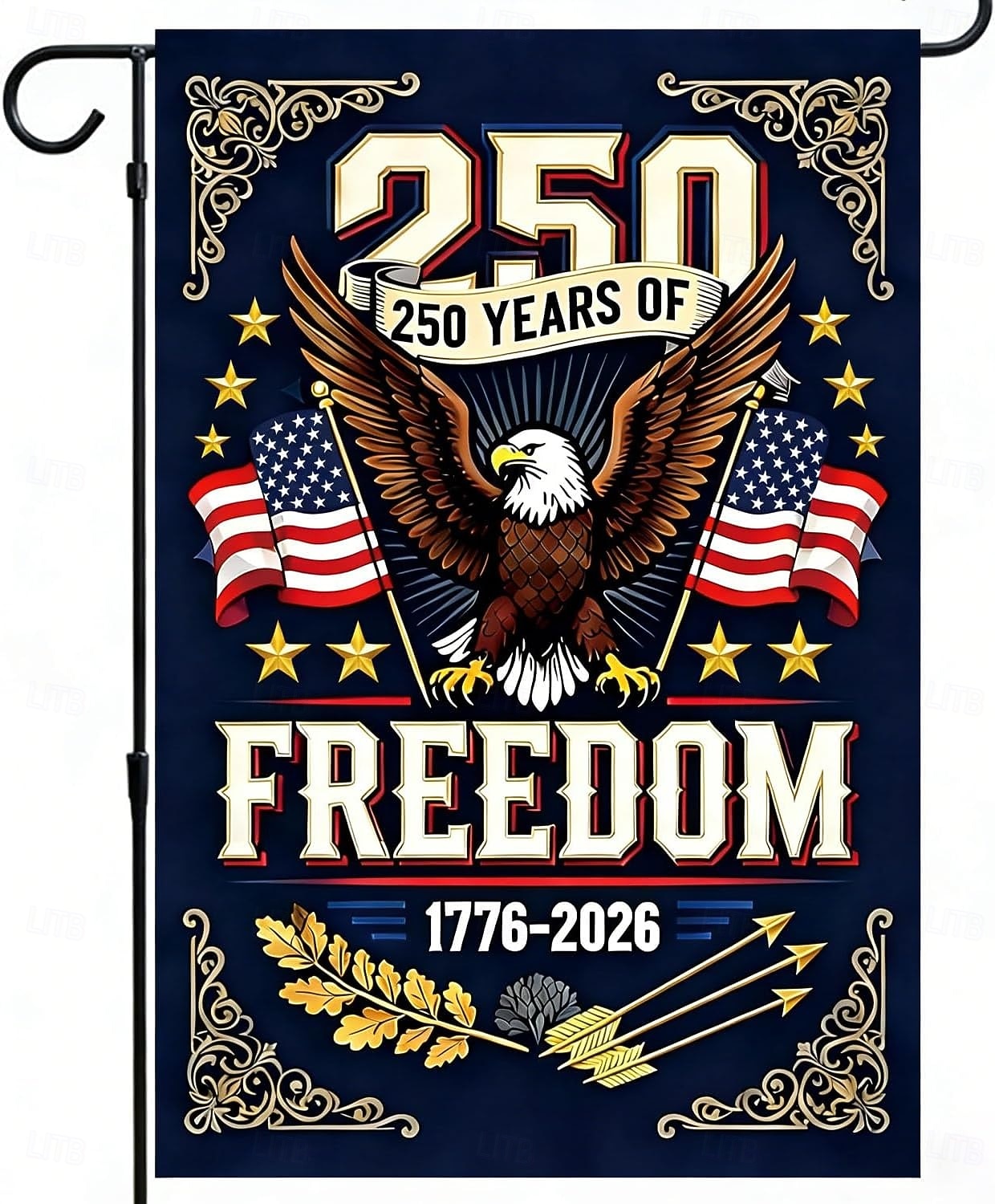Drapeau du 250e anniversaire des États-Unis, décorations patriotiques, drapeau de jardin américain orné d'un aigle, bannière commémorative 1776-2026 de 2026 ? $11.99 –P1