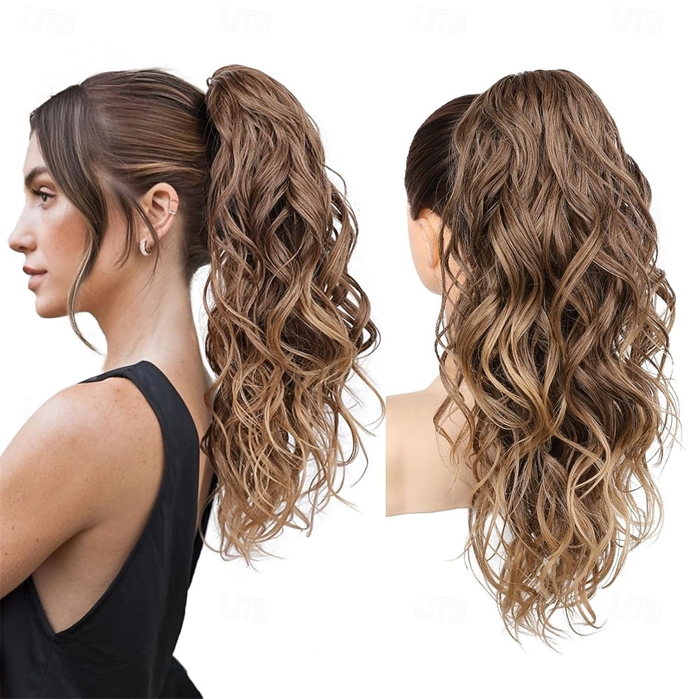 Ponytail Extension, 18" Claw Clip Ponytail Extension Wavy Ponytails Hair Extensions Jaw Clip on Pony Tails Natural Synthetic Hairpiece for Women Daily, Dark Ash Blonde with Golden Ends 18 Inch 2026 - $22.99 –P1