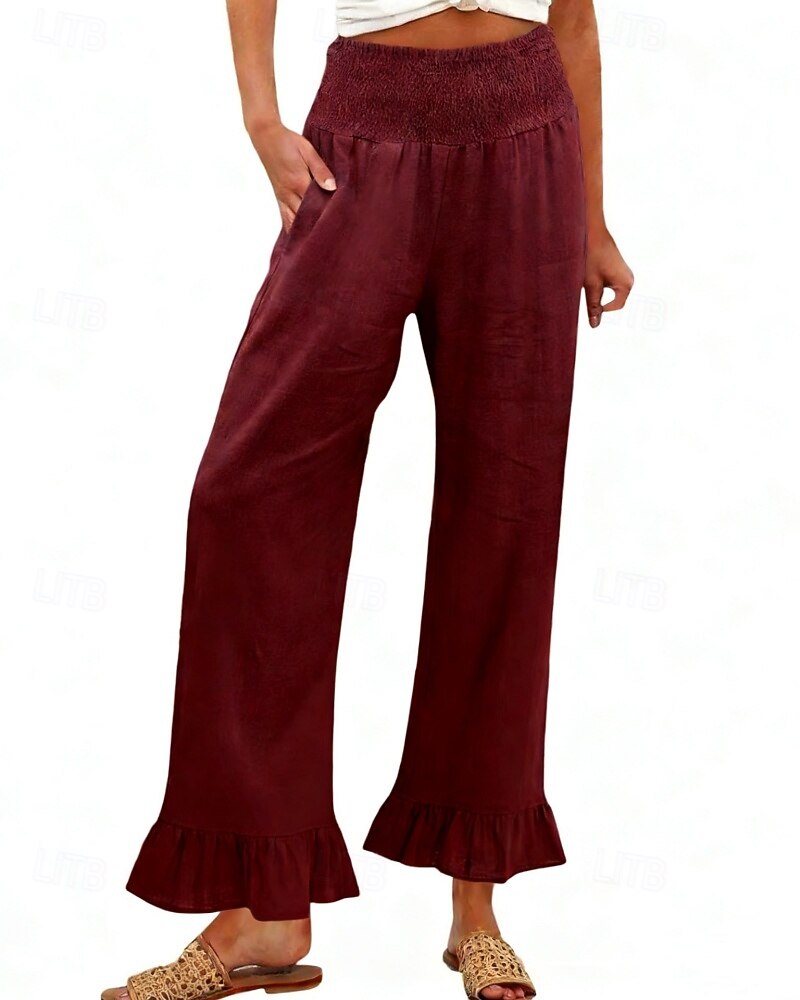 Pentru femei Pantaloni Pantaloni casual Drept Modă Șic Stradă De Bază Lungime totală Talie Înaltă Simplu Buzunar Talie elastică Comfortabil Inelastic Zilnic Vacanță Stradă Albastru piscină Negru 2026 - $26.99 –P4