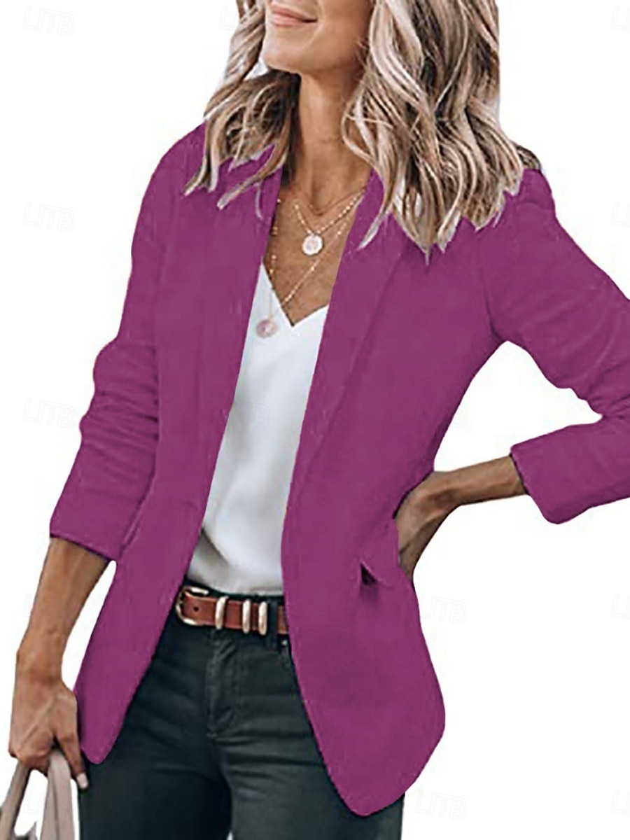 Damen Blazer Bequem Tasche Mode Lässig Einfach Straße Alltagskleidung Ausgehen Wochenende Regulär Gekerbtes Revers Schlank Langarm Oberbekleidung Schwarz Weiß Gelb Frühling Herbst 2026 - $29.99 –P2