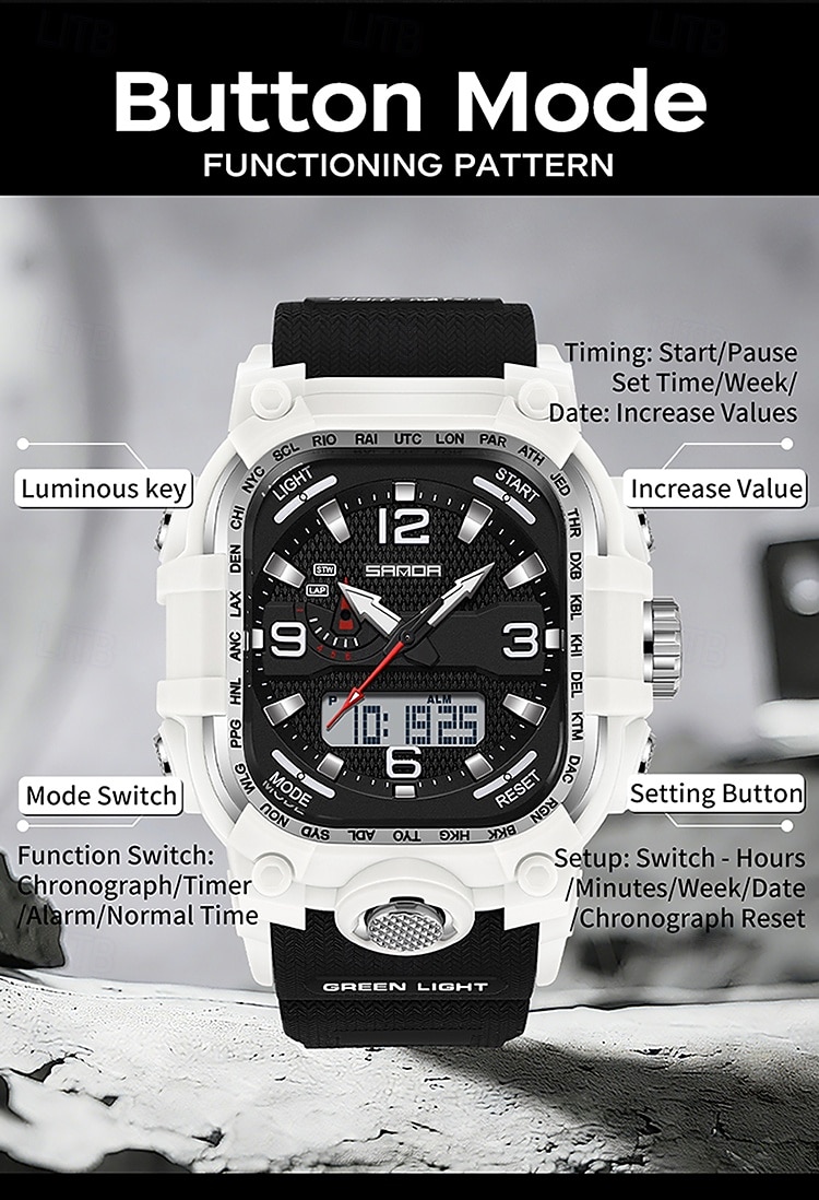 SANDA Men Digital Watch Creative Large Dial Outdoor Sports Luminous Stopwatch Alarm Clock Countdown Silicone Gel Silicone Watch 2026 - $26.99 –P10