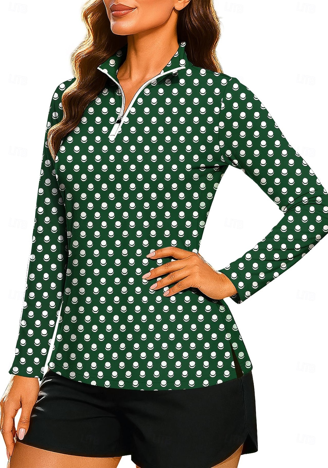Per donna Geometrico A Pois A righe Top Maglietta Maglietta sportiva Polo da golf Manica Lunga Pois Righe Stampato UPF50+ Resistente ai Raggi UV Protezione UV Elastico Traspirante Pilates Pallavolo del 2026 a $25.99 –P6