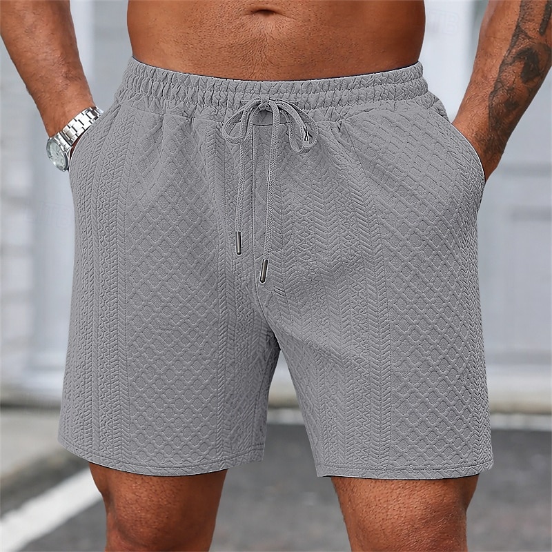 Per uomo Shorts Pantaloncini casual Jacquard Testurizzato Semplice Comodità Traspirante Lunghezza al ginocchio Casuale All'aperto Spiaggia Vacanza Moda Blu marino Grigio chiaro Micro-elastico del 2026 a $18.99 –P5
