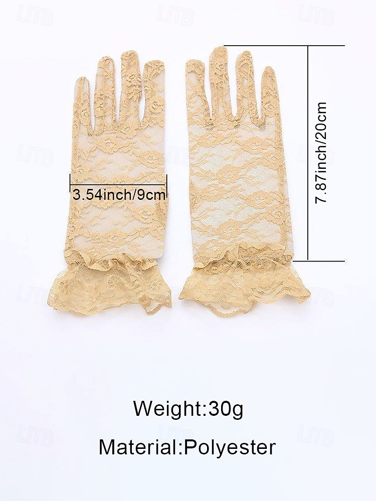 Dameshandschoenen van polyester met kant, elegant doorschijnend bloemenpatroon, zacht en licht, vintage klassieke stijl in diverse kleuren, bruidshandschoenen voor avondfeesten, gala's en formele gelegenheden. 2026 - $7.99 –P11
