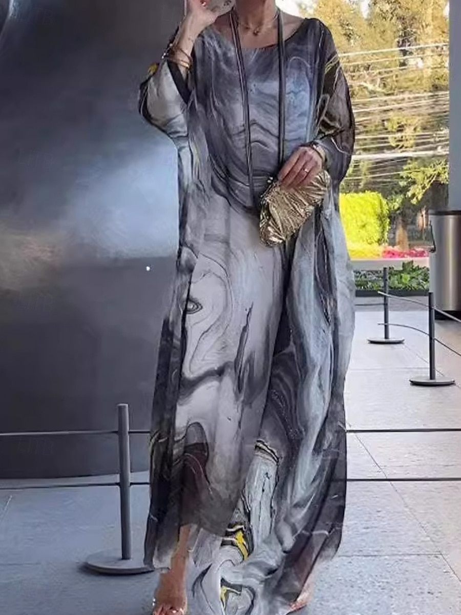 Femmes Robe maxi Robe de Cocktail Robe en Chiffon Robe Imprimée Élégant Mode Moderne Extérieur Vacances Sortir Coupe Ample Marbre Manche Courte Col ras du cou Bleu Jaune Rouge Gris Été Printemps de 2026 ? $32.99 –P5