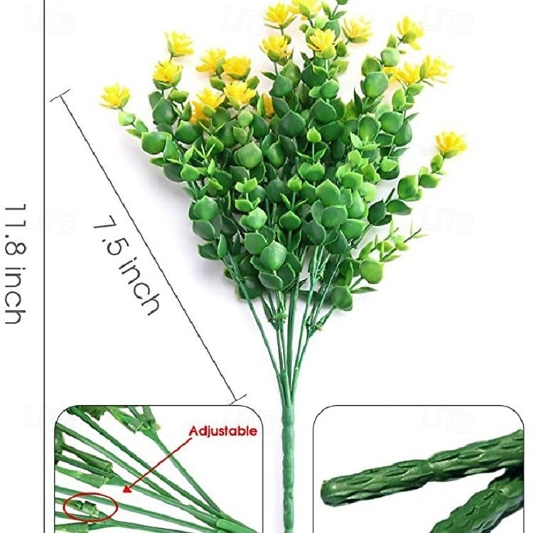 6 חבילות פרחים מלאכותיים פרחים מזויפים חיצוניים לקישוט עמיד בפני UV ללא דהייה צמחי פלסטיק מלאכותיים גינה למרפסת חלון עיצוב ארגזי חלון 2026 - $6.99 –P17